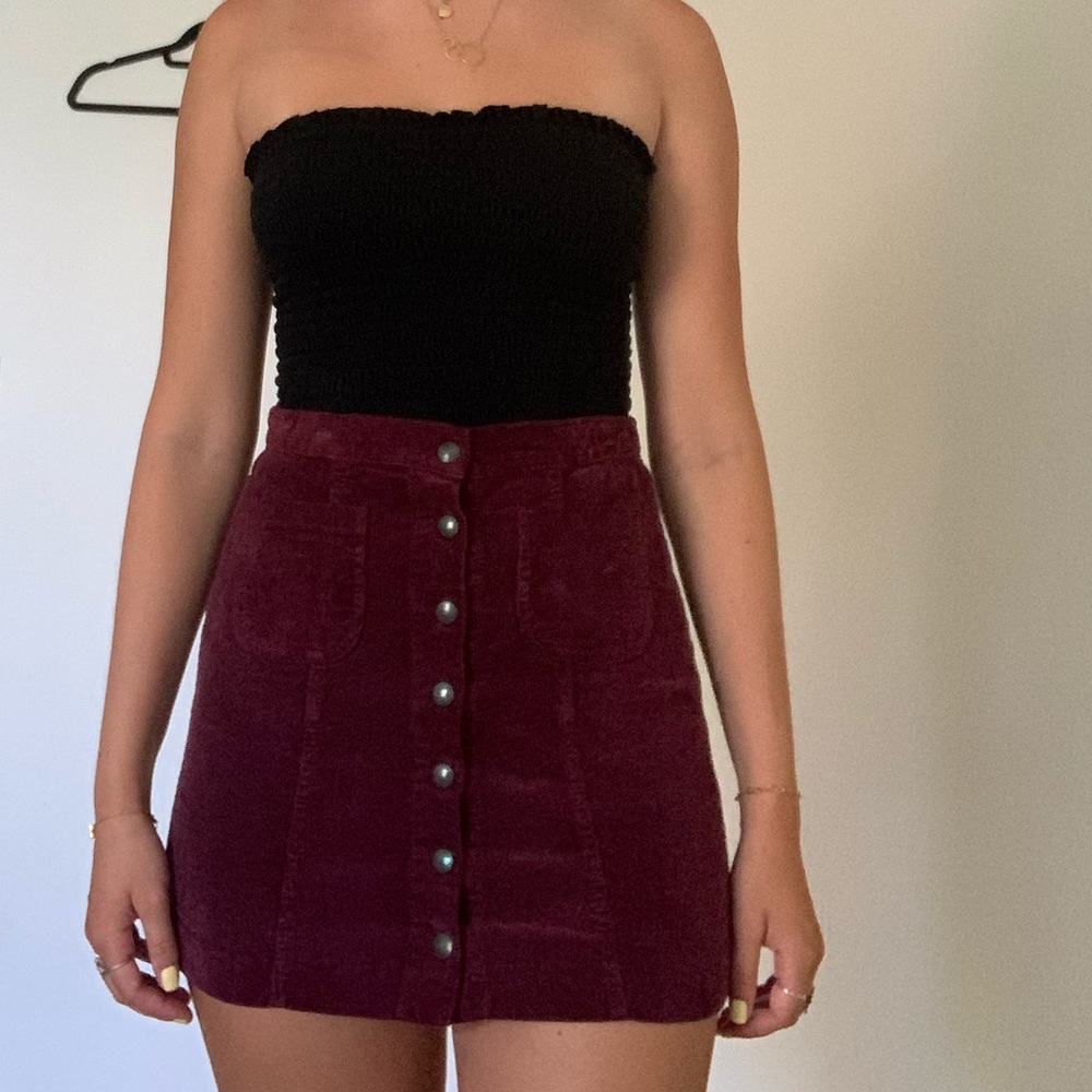 Brandy Melville Maroon Corduroy Skirt